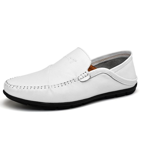 Chaussures en cuir respirant paresseux respirant pour hommes - Blanc EU 41
