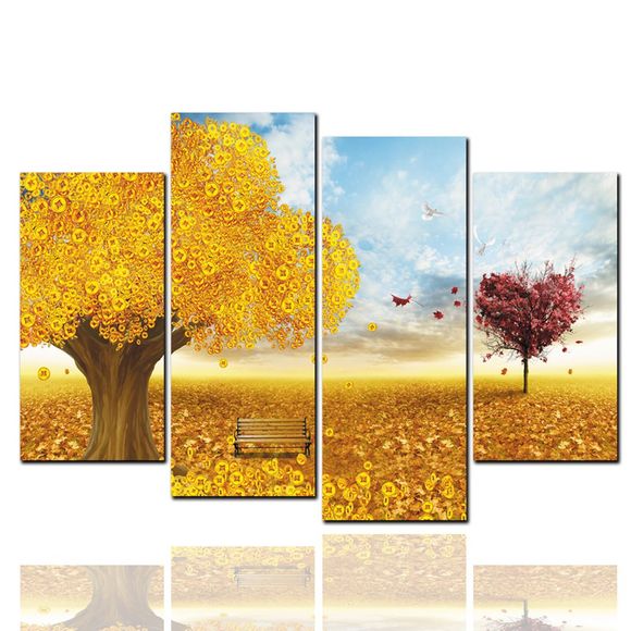 4 Pcs HD Inkjet Paints Peinture décorative de richesse et de paysage doré - multicolor 20CMX40CMX2PCS+20CMX50CMX2PCS