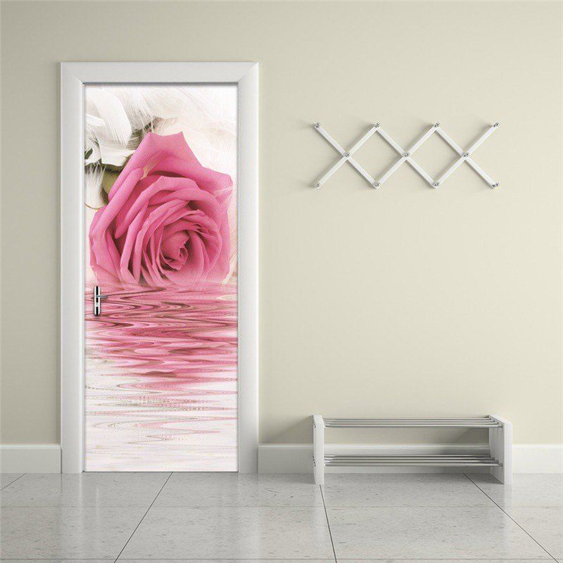 

MailingArt 3D HD Canvas Print Door Wall Sticker Mural Home Decor Feather Rose, Multi