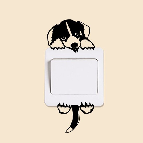 Autocollant de mode motif chien de dessin animé commutateur de lumière - Noir 