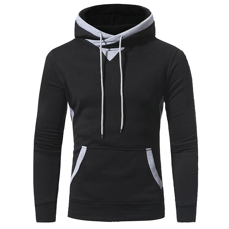 

Applique Accessories Men's Casual Hooded Sweater Coat, Black