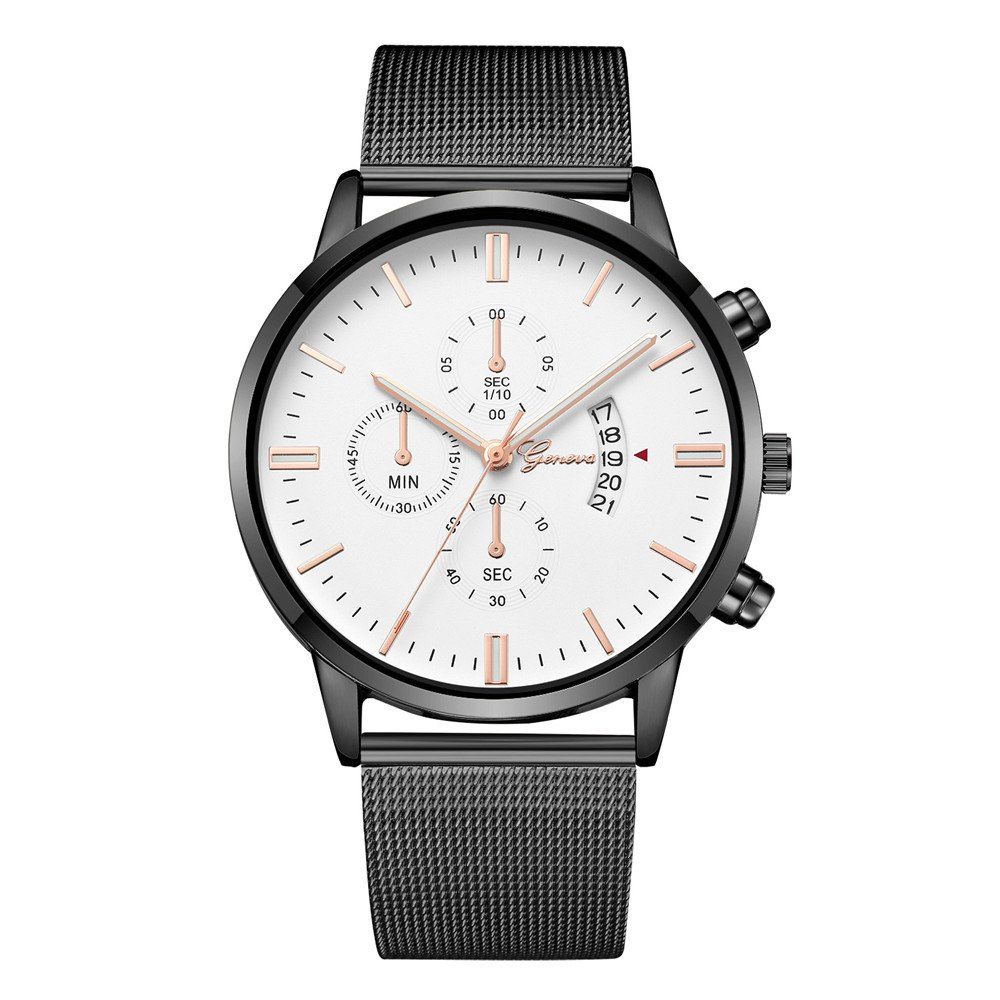 

Women Simple Rivet Band Calendar Steel Mesh Band Quartz Watch, Multi-d