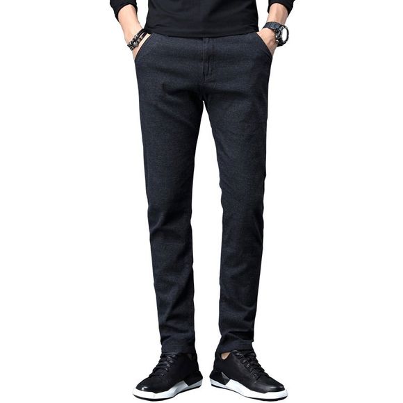 Vêtements d'automne Hommes Mode ci-dessous Business Solid Color Pantalons décontractés - Noir 32