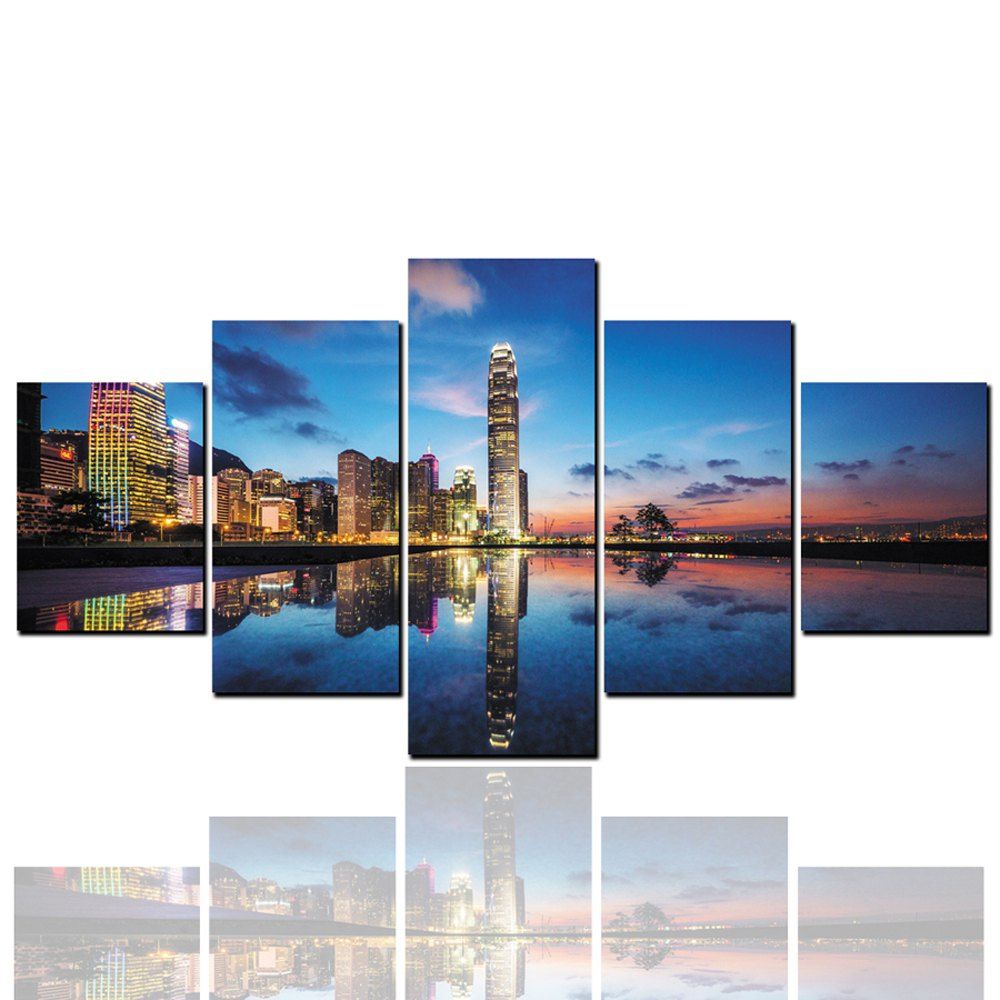 

5 Pcs HD Inkjet Paints City Building Night View Decorative Painting, Multi