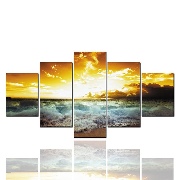 5 Pcs HD Peintures à jet d'encre Coucher de soleil sur la mer Peinture décorative - multicolor 1PC X 12 X 31,2PCS X 12 X 16,2PCS X 12 X 24 INCH( NO FRAME )