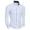 Hommes Chemise Personnalité Rayé Casual Stand Collar Mince Manches Longues - Blanc M