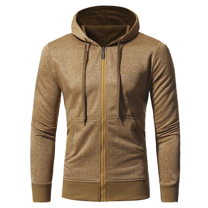 

Simple Sticker Pocket Snowflake Men's Casual Slim Cardigan Sweater Jacket, Sand