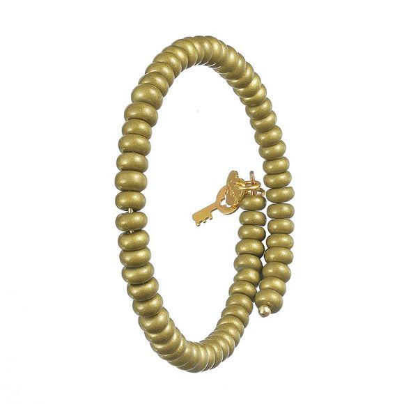 Bracelet en perles de rocaille avec pendentif coeur en argent et en argent - Bronze 