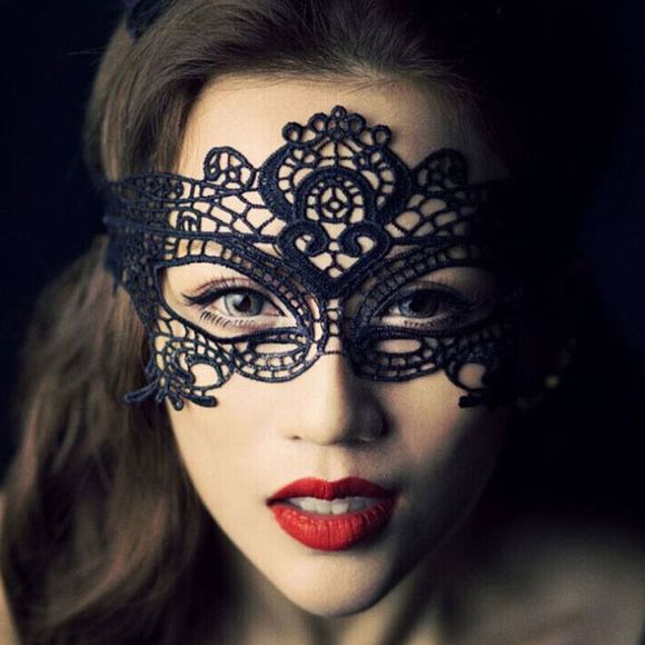 Sexy Masque De Dentelle Masque Femmes Mascarade Masque Pour Les Yeux Parti Balle Mascarade Fan - Noir 