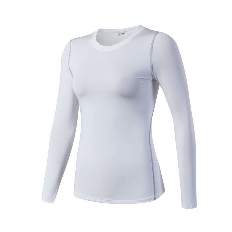 

Women's PRO Skinny Training Sports Fitness Perspiration Long Sleeve Yoga T-shirt, White