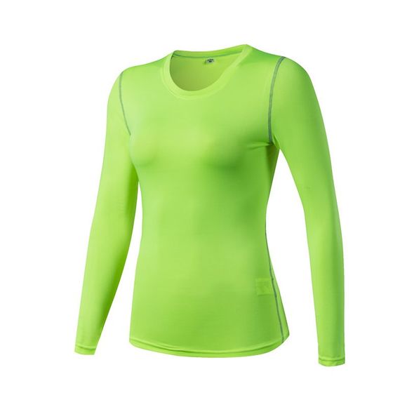 T-shirt de yoga à manches longues pour femmes PRO Skinny Training Sports Fitness Perspiration - Vert M