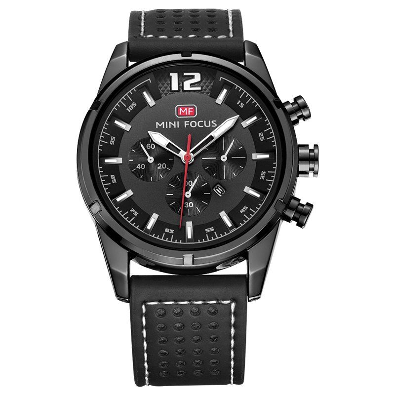 

Men's Japanese Movement Calendar Luminous Water Resistant Quartz Watches, Black