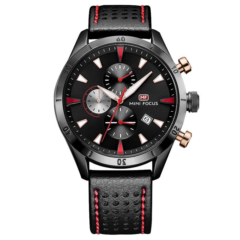 

MINI FOCUS Men Sports Luxury Chronograph Casual Military Quartz Watch Clock, Black
