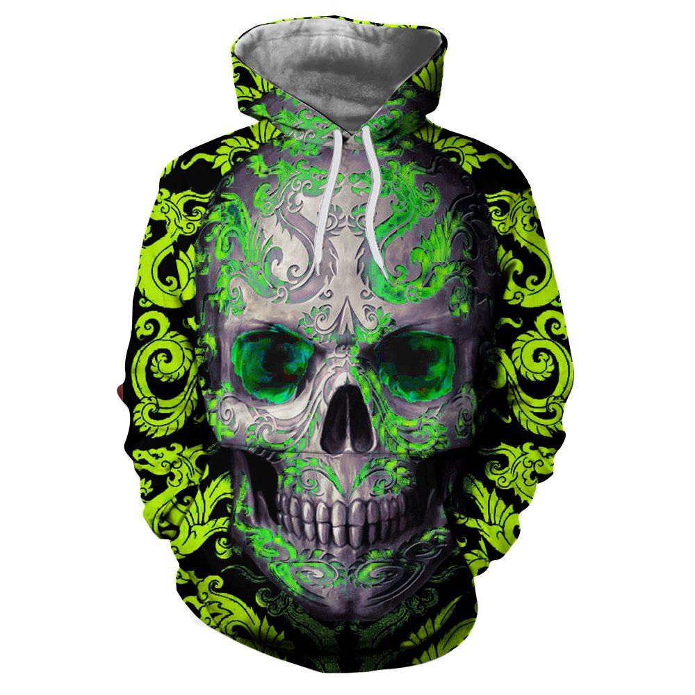 

Fashion Men's Digital Print Skull Hoodie, Multi-b