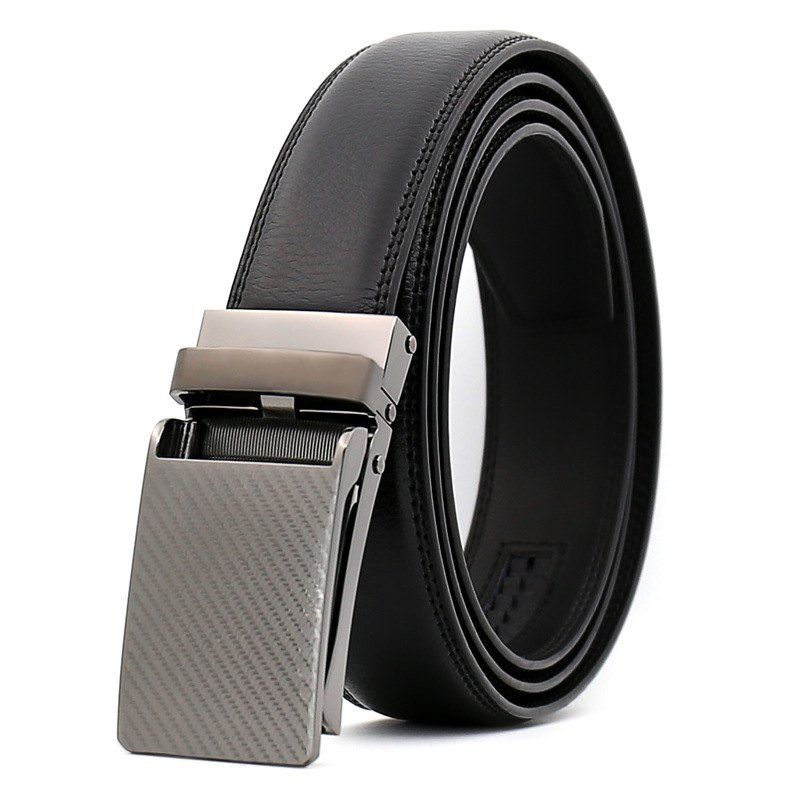 

SAN VITALE Black Adjustable Buckle Men Belt Leather