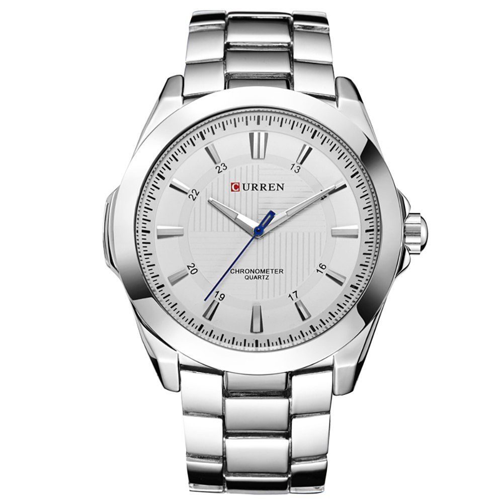 

CURREN Men's Casual Business Quartz Steel Strap Watch, Silver
