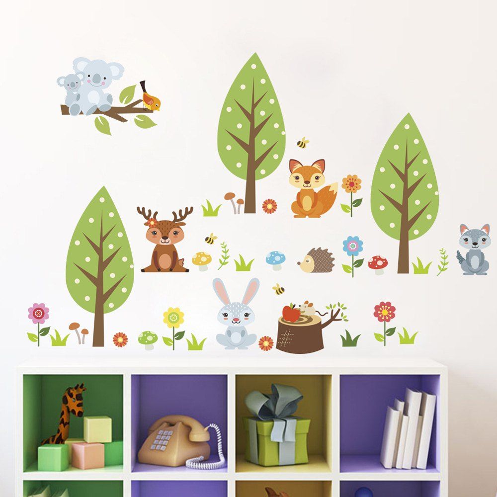 

Cute Fox Removable PVC Wall Sticker, Multi