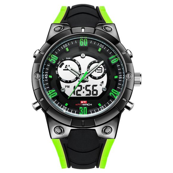KT-721 Les hommes regardent la courroie extérieure de silicone de montre de sport imperméable menée numérique - Vert 