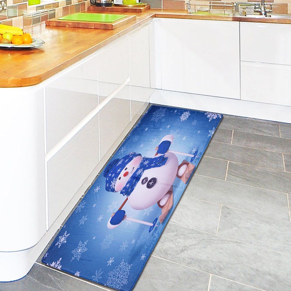 

Christmas Decoration Non-Slip Mat Kitchen Bathroom Foyer Rectangular Rug, Dodger blue