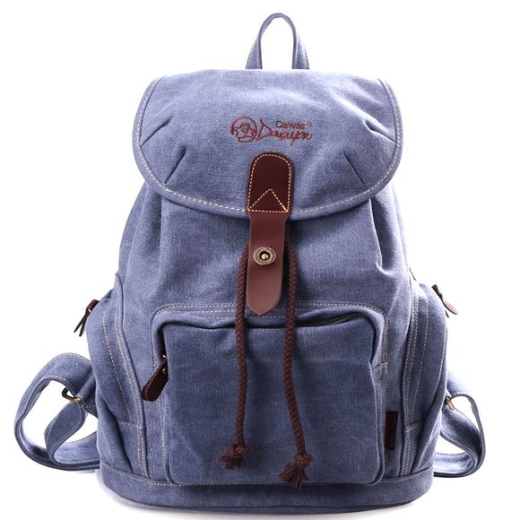 Sac à dos d'école de toile de jeune femme sac à dos sac à dos G00117 - Bleu gris 