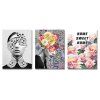 DYC 3PCS Elegant Femmes Fleurs Imprimer Art - multicolor 