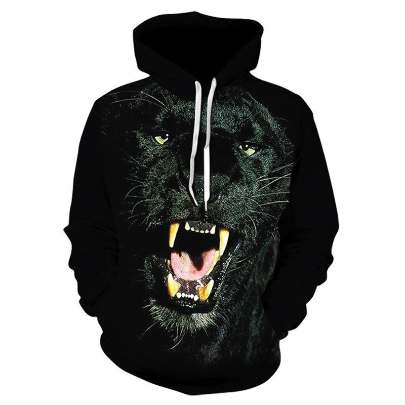

3D Rock Print Men's Sweater Coat Black Leopard Casual Graphic T-shirt Hoodies, Multi