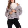 Manteau court en peluche à la mode pour femmes, couleur unie - Gris M