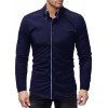 Chemise Casual Slim Shirt à manches longues à double couche pour hommes, couleur unie - Cadetblue 2XL