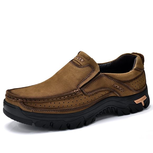 Chaussures décontractées en cuir pour hommes - Brun Chêne EU 44