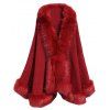 Manteau châle en fausse fourrure multicolore pour femme - Rouge Vineux ONE SIZE