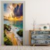 MailingArt 3D HD Canvas Print Porte Sticker Mural Décorations Murales Décorations Murales Beach River - multicolor 38.5 X 200CM