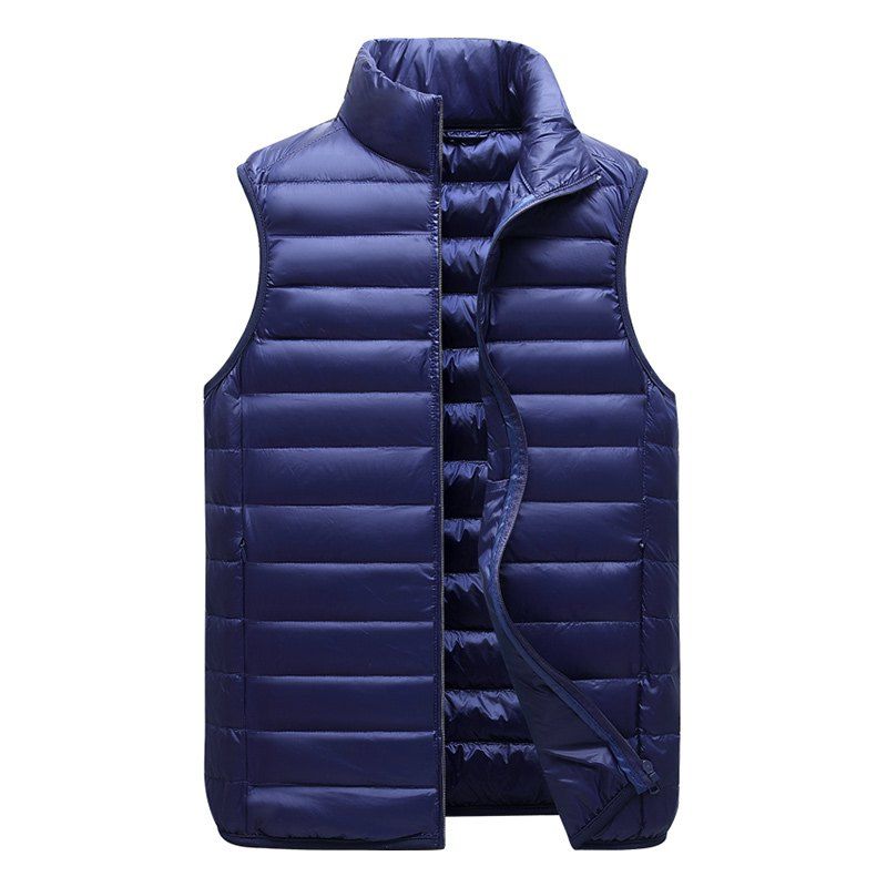 

Men Vest Jacket Fashion Slim Sleeveless Quilted Solid Color Zipper, Cobalt blue