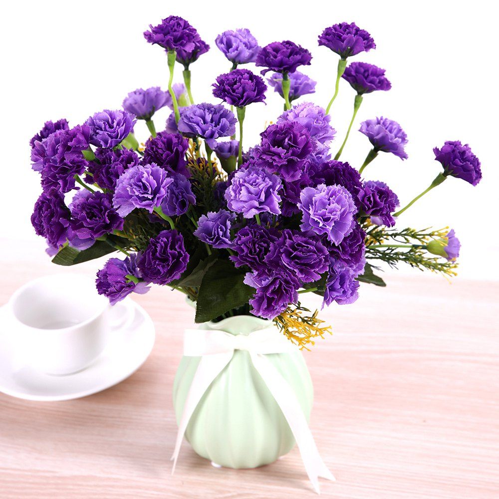 

7 Heads Luxury Silk Carnation Home Decoration Artificial Flower, Violet