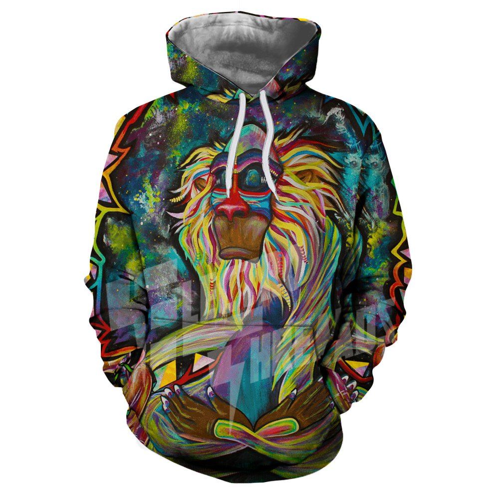 

Fashion Personality 3D Men's Digital Printing Patch Pocket Hooded Sweater, Multi