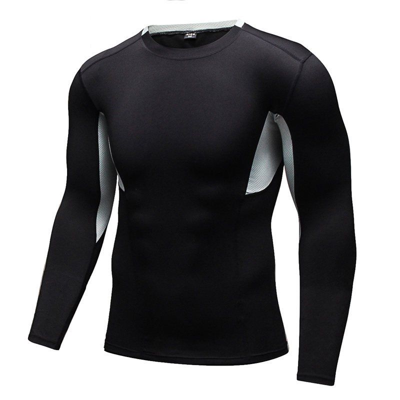 

Men's Tight-Fitting Fitness Running Quick-Drying Stretch T-Shirt, Black