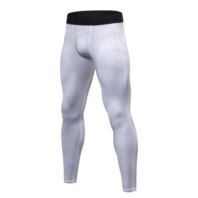 

Men' Sports Fitness Running Training 3D Printing Quick-Drying Elastic Pants, White