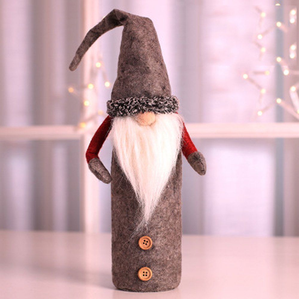 

Christmas Wine Bottle Bag Champagne Bottle Set Decoration, Gray
