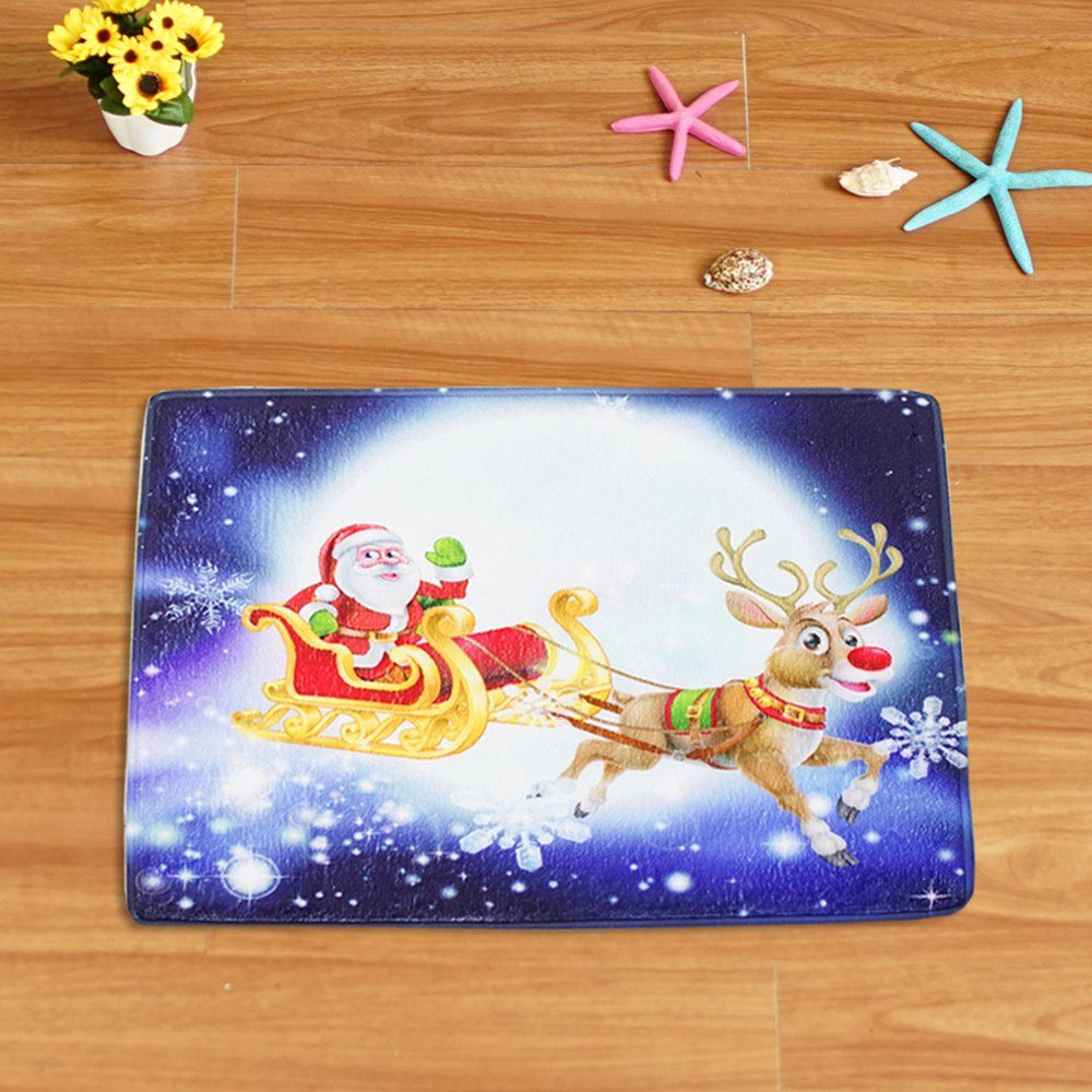 

New Christmas Decoration Kitchen Bathroom Anti-Slip Doormat, Blue