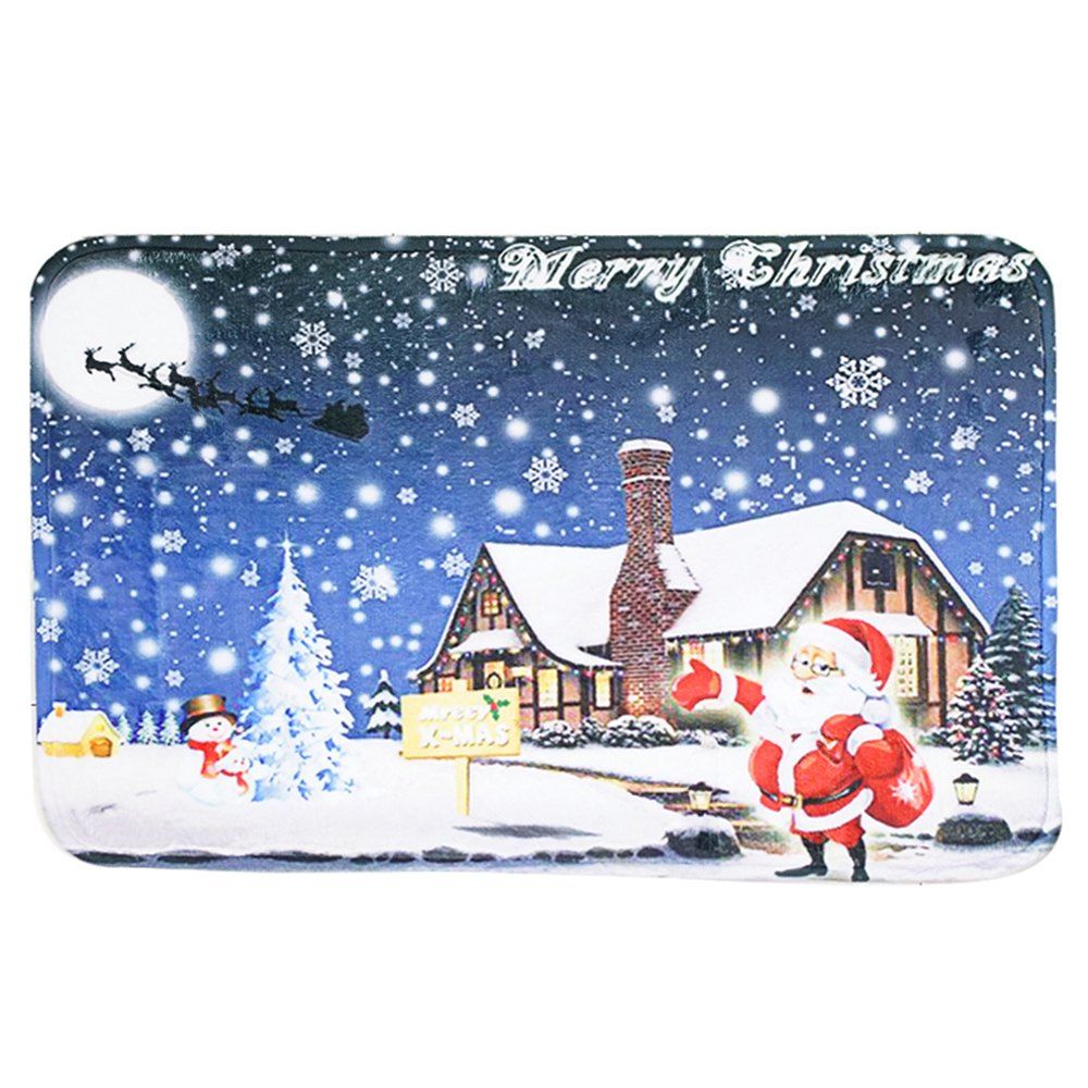 

New Square Christmas Print Kitchen Bathroom Anti-Slip Door Mat, Ocean blue