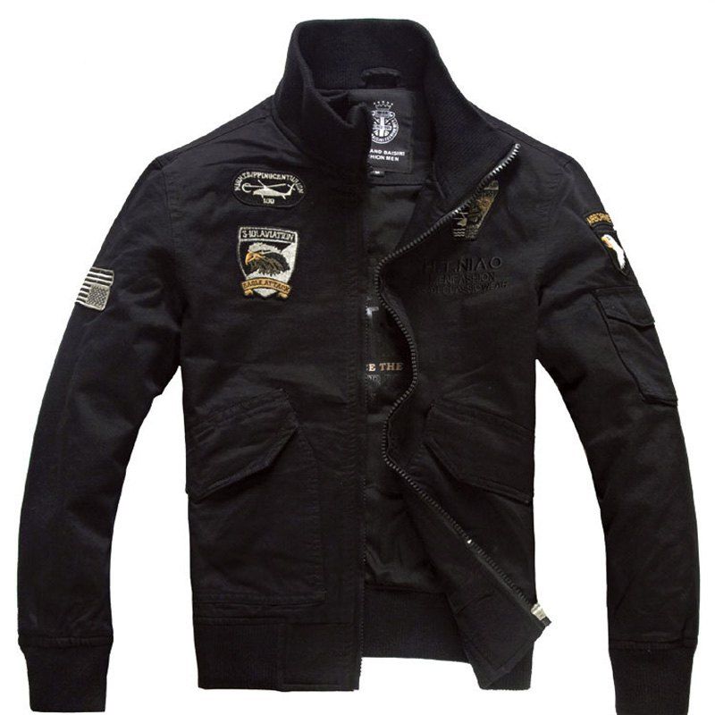 

Eagle Patterned Military Jacket for Men, Black