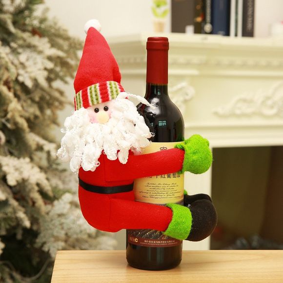 2PCS décoration de Noël belles couvertures de bouteilles de vin du père Noël - multicolor 