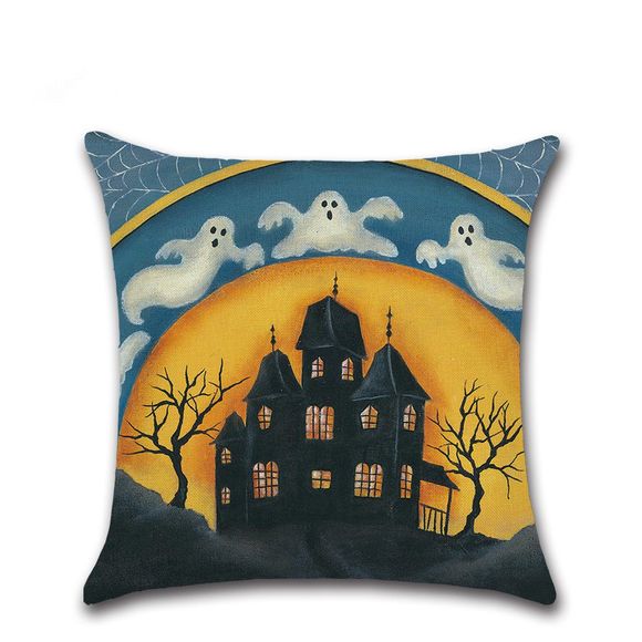 Taies d'oreiller de potiron de sorcière de Halloween Ghost Seat lin housse d'oreiller - multicolor E 45*45CM