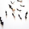YEDUO 12pcs Noir 3D DIY PVC Bat Sticker Mural Decal Home Halloween Décoration - Noir 