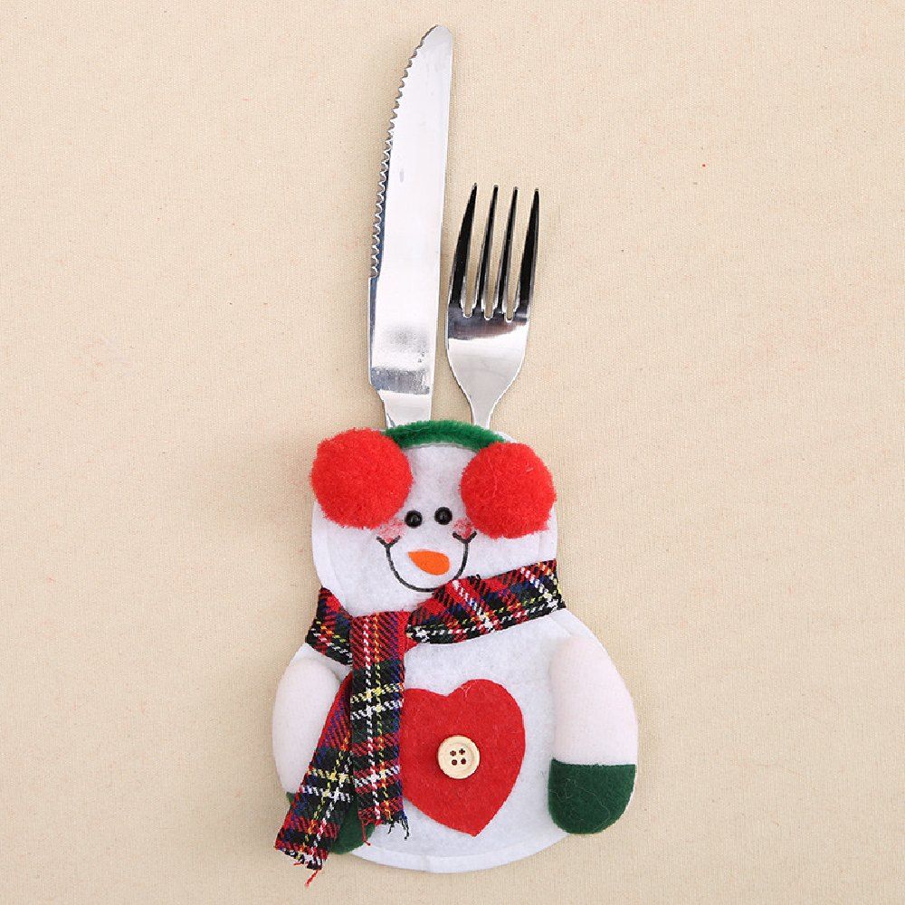 

YEDUO Christmas Decoration santa Pockets Dinner Knife Fork Holders, Multi