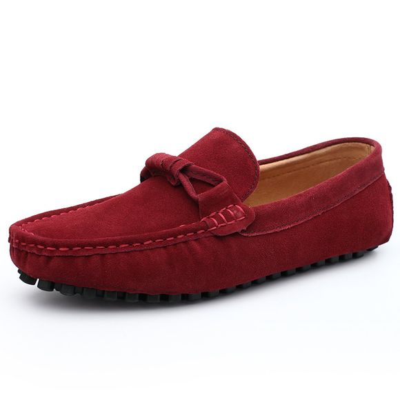 Chaussures pour hommes avec cuir à fond plat - Rouge Vineux EU 39