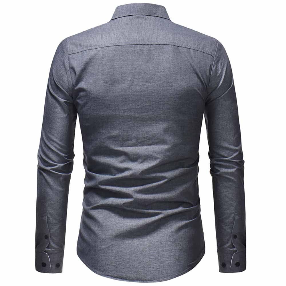 

Men's Fashion High Quality Simple Tops Casual Slim Long Sleeve Shirt, Gray