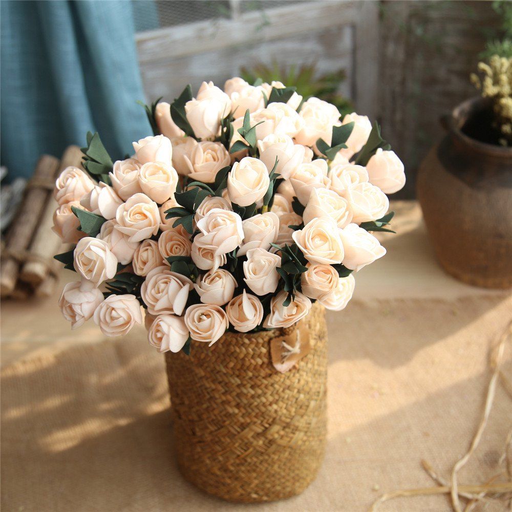 

Vivid Tulip Artificial Flower Bridal Bouquet Wedding Home Party Decorations, Champagne