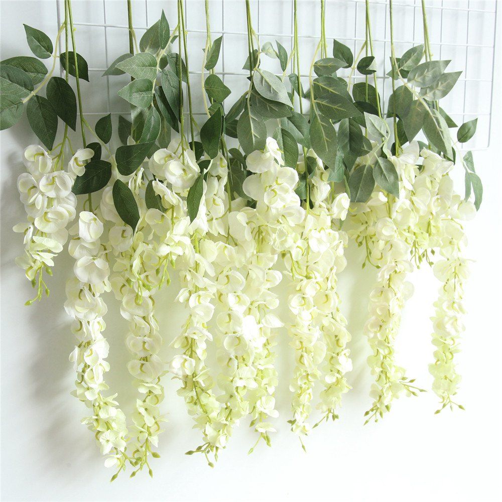 

Wisteria Sinensis Artificial Flower Wedding Party Home Wall Hanging Decorations, Warm white