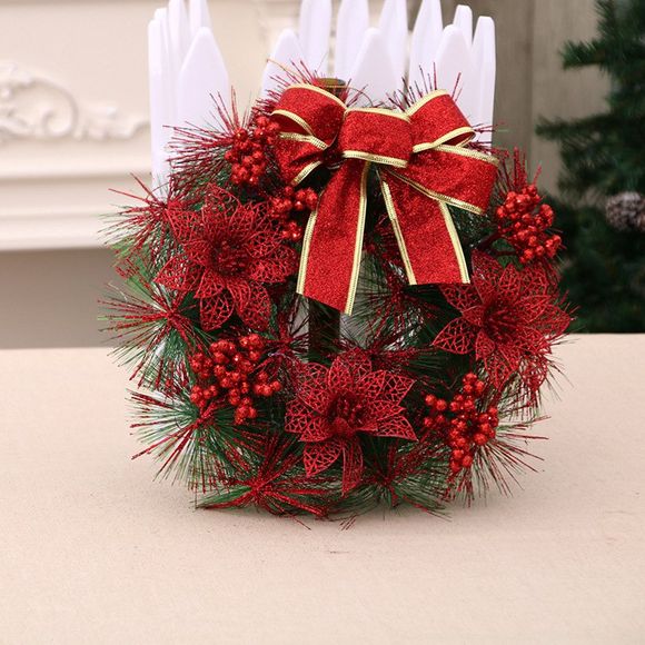Joyeuse guirlande de Noël avec noeud Nouvel An fabriqué à la main vacances élégantes - Rouge 30*30CM