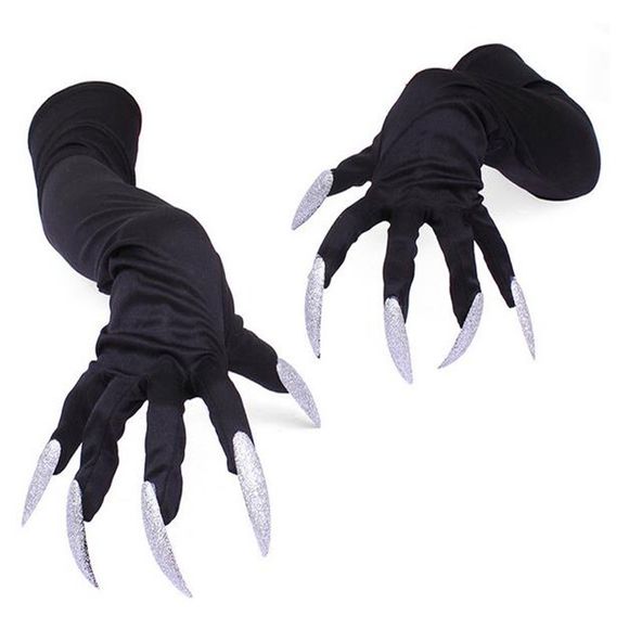 Longs ongles gants Halloween costume de cosplay creuse main manchon manchette griffe - Noir 